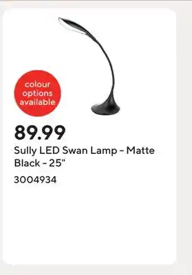 Staples Sully LED Swan Lamp - Matte Black - 25 offer