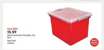 Staples Really Useful Box Filing Box, 31L, Red offer