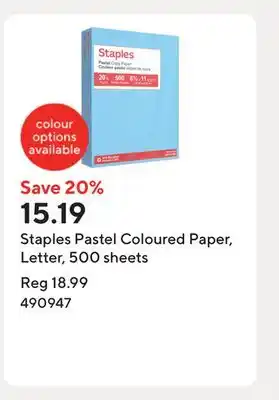 Staples Staples Pastel Coloured Paper, Letter, 500 sheets offer