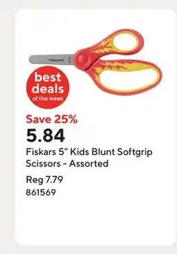 Staples Fiskars 5 Kids Blunt Softgrip Scissors - Assorted offer