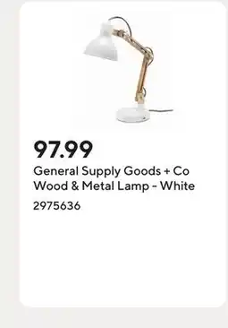 Staples General Supply Goods + Co Wood & Metal Lamp - White offer