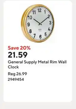 Staples General Supply Metal Rim Wall Clock offer