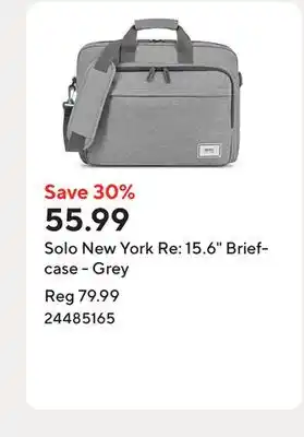 Staples Solo New York Re: 15.6 Briefcase - Grey offer