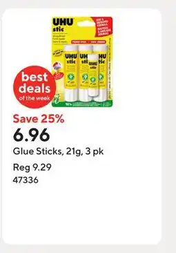 Staples Glue Sticks, 21g, 3 pk offer