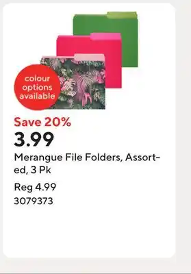 Staples Merangue File Folders, Assorted, 3 Pk offer