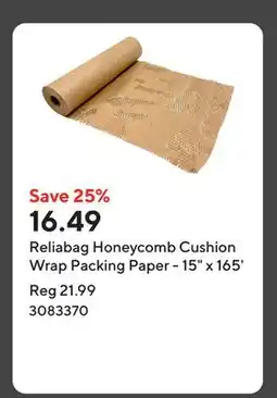 Staples Reliabag Honeycomb Cushion Wrap Packing Paper - 15 x 165' offer