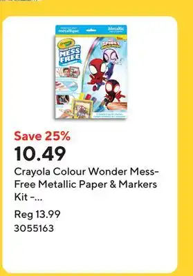 Staples Crayola Colour Wonder Mess-Free Metallic Paper & Markers Kit - Spidey & Friends offer