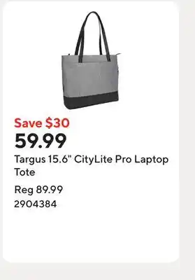 Staples Targus 15.6 CityLite Pro Laptop Tote offer