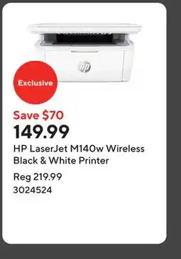 Staples HP LaserJet M140w Wireless Black & White Printer offer