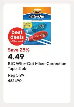 Staples BIC Wite-Out Micro Correction Tape, 2 pk offer