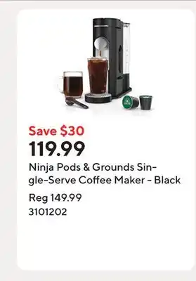 Staples Ninja Pods & Grounds Single-Serve Coffee Maker - Black offer