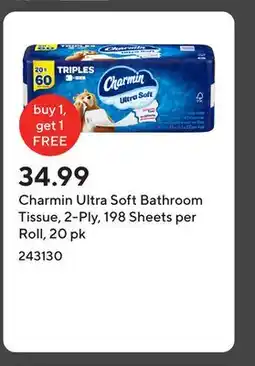 Staples Charmin Ultra Soft Bathroom Tissue, 2-Ply, 198 Sheets per Roll, 20 pk offer