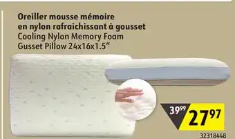 Hart Cooling Nylon Memory Foam Gusset Pillow 24x16x1.5 offer