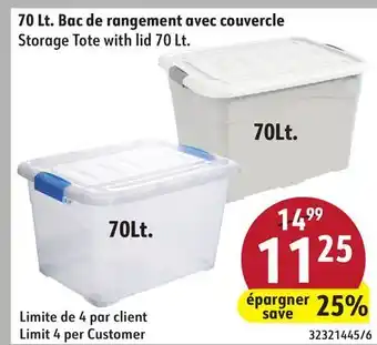 Hart Storage Tote with lid 70 Lt offer