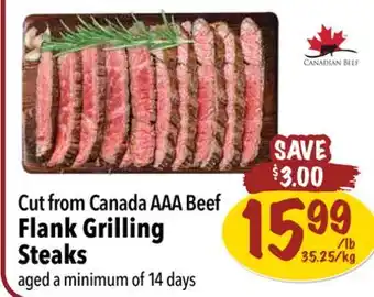 Farm Boy Cut from Canada AAA Beef Flank Grilling Steaks offer