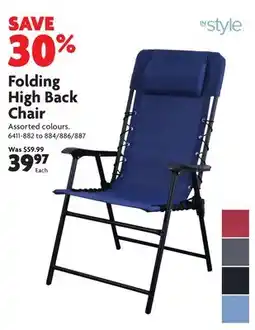 Home Hardware Folding High Back Chair offer