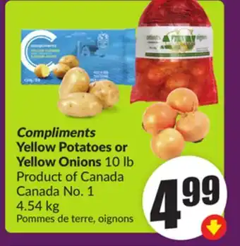 Chalo FreshCo Compliments Yellow Potatoes or Yellow Onions 10 lb Product of Canada Canada No. 1 4.54 kg offer