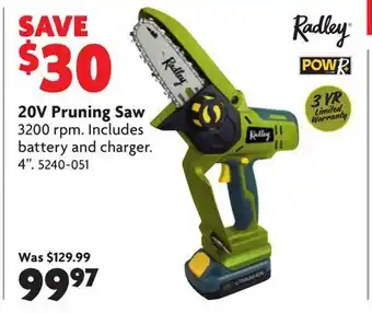 Home Hardware 20V Pruning Saw offer