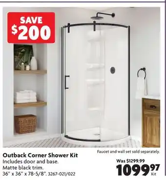 Home Hardware Outback Corner Shower Kit offer