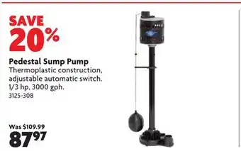 Home Hardware Pedestal Sump Pump offer