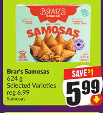 Chalo FreshCo Brar's Samosas 624 g Selected Varieties offer