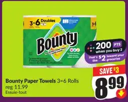 Chalo FreshCo Bounty Paper Towels 3 = 6 Rolls offer