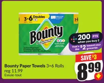 Chalo FreshCo Bounty Paper Towels 3 = 6 Rolls offer