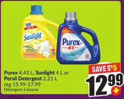 Chalo FreshCo Purex 4.43 L, Sunlight 4 L or Persil Detergent 2.21 L offer