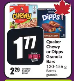 Chalo FreshCo Quaker Chewy or Dipps Granola Bars 120-156 g offer