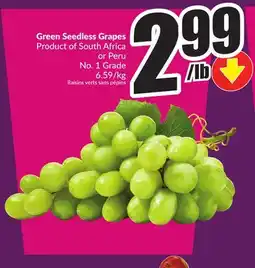 Chalo FreshCo Green Seedless Grapes Product of South Africa or Peru No. 1 Grade 6.59/kg offer