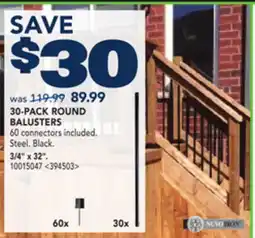 RONA 30-PACK ROUND BALUSTERS 3/4 x 32 offer