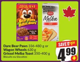 Chalo FreshCo Dare Bear Paws 336-480 g or Wagon Wheels 630 g offer