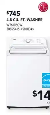 RONA LG 4.8 CU. FT. WASHER offer