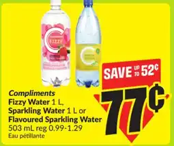 FreshCo Compliments Fizzy Water 1 L, Sparkling Water 1 L or Flavoured Sparkling Water 503 mL offer