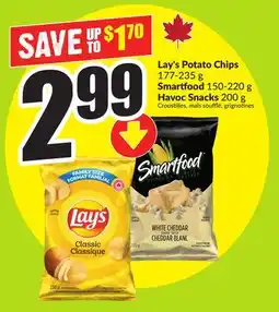 FreshCo Lay's Potato Chips 177-235g Smartfood 150-220g Havoc Snacks 200g offer