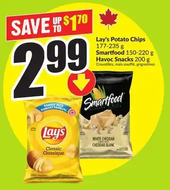 FreshCo Lay's Potato Chips 177-235g Smartfood 150-220g Havoc Snacks 200g offer