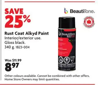 Home Hardware RUST COAT Alkyd Rust Spray Paint offer