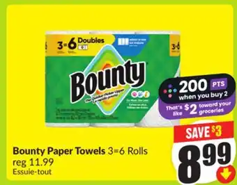 FreshCo Bounty Paper Towels 3 = 6 Rolls offer