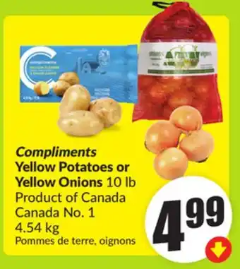 FreshCo Compliments Yellow Potatoes or Yellow Onions 10 lb Product of Canada Canada No.1 offer