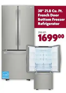 Home Hardware 30 21.8 Cu. Ft. French Door Bottom Freezer Refrigerator offer