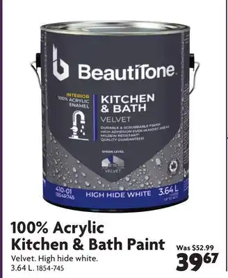 Home Hardware 100% Acrylic Kitchen & Bath Paint offer