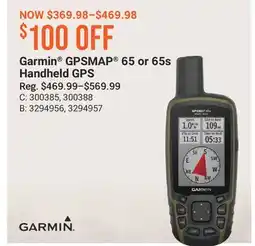 Cabela's Garmin GPSMAP 65 or 65s Handheld GPS offer