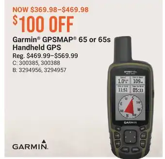 Cabela's Garmin GPSMAP 65 or 65s Handheld GPS offer