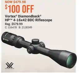 Cabela's Vortex Diamondback HP 4-16x42 BDC Riflescope offer