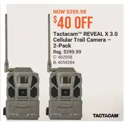 Cabela's Tactacam REVEAL X 3.0 Cellular Trail Camera-2-Pack offer