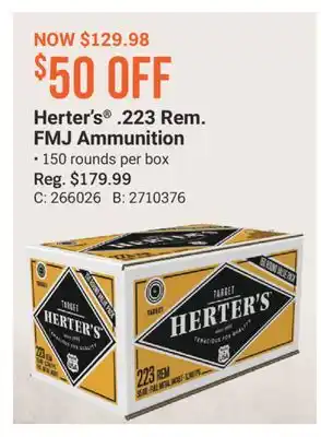 Cabela's Herter's .223 Rem. FMJ Ammunition offer