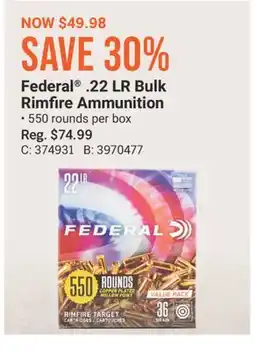 Cabela's Federal . 22 LR Bulk Rimfire Ammunition offer