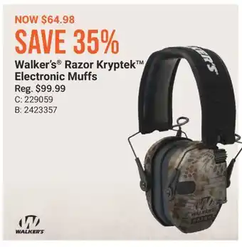 Cabela's Walker's Razor Kryptek Electronic Muffs offer