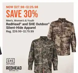 Cabela's Men's Women's & Youth RedHead and SHE Outdoor Silent-Hide Apparel offer