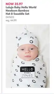 Babies 'R' Us Lulujo Baby Hello World Newborn Bamboo Hat and Swaddle Set offer